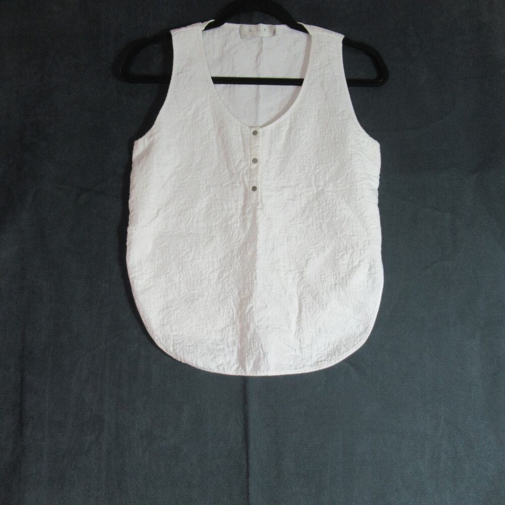 ALC Top Womens XS White Tank Floral Scoop Neck Sleeveless Designer Summer Blouse